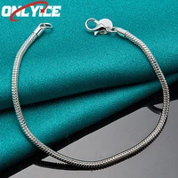 925 sterling silver 3mm round snake chain bracelet ladies glamour party wedding engagement fashion jewelry