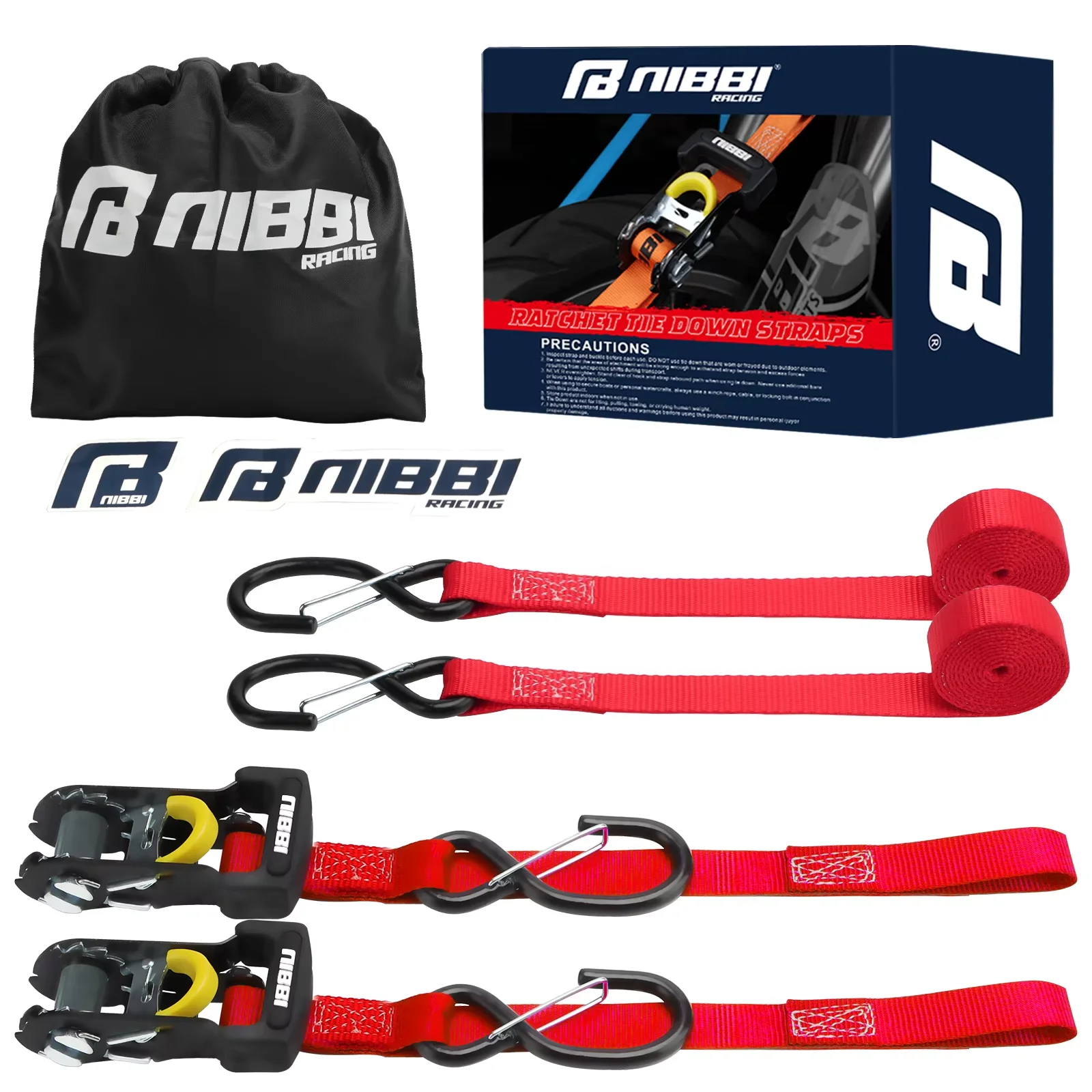 

NIBBI 2 комплекта, металлический затягиватель ремня с храповым механизмом, грузовые ремни для автомобиля, мотоцикла, велосипеда, 5 метров, багажные ремни, бандажная лента