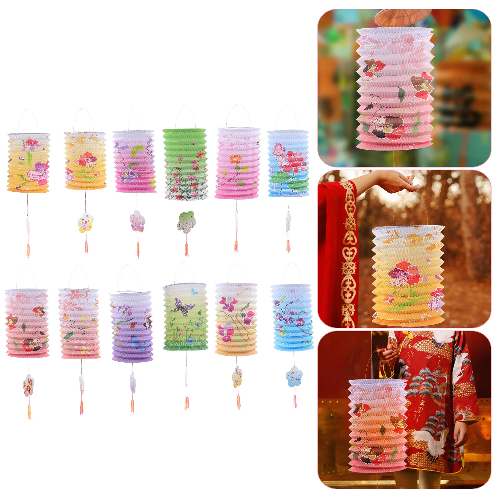 

Organ Paper Lanterns Decorative Festival Printed Decoration Beautiful Folding Hanging Festive Scene Wedding Decorations