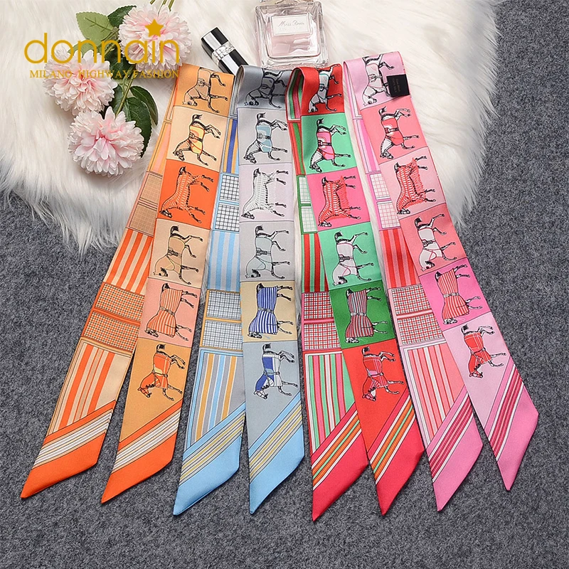 

Длинный тонкий шелковый шарф-лента для украшения сумок, модный галстук-бабочка на запястье, аксессуары в стиле OOTD, женский шарф