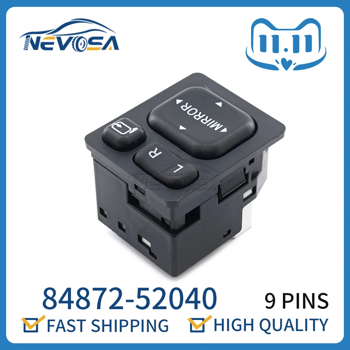 

Nevosa 84872-52040 Rearview Mirror Car Control Adjustment Switch For Toyota Corolla Scion Rav4 Vios Camry 8487252040 84870-28020