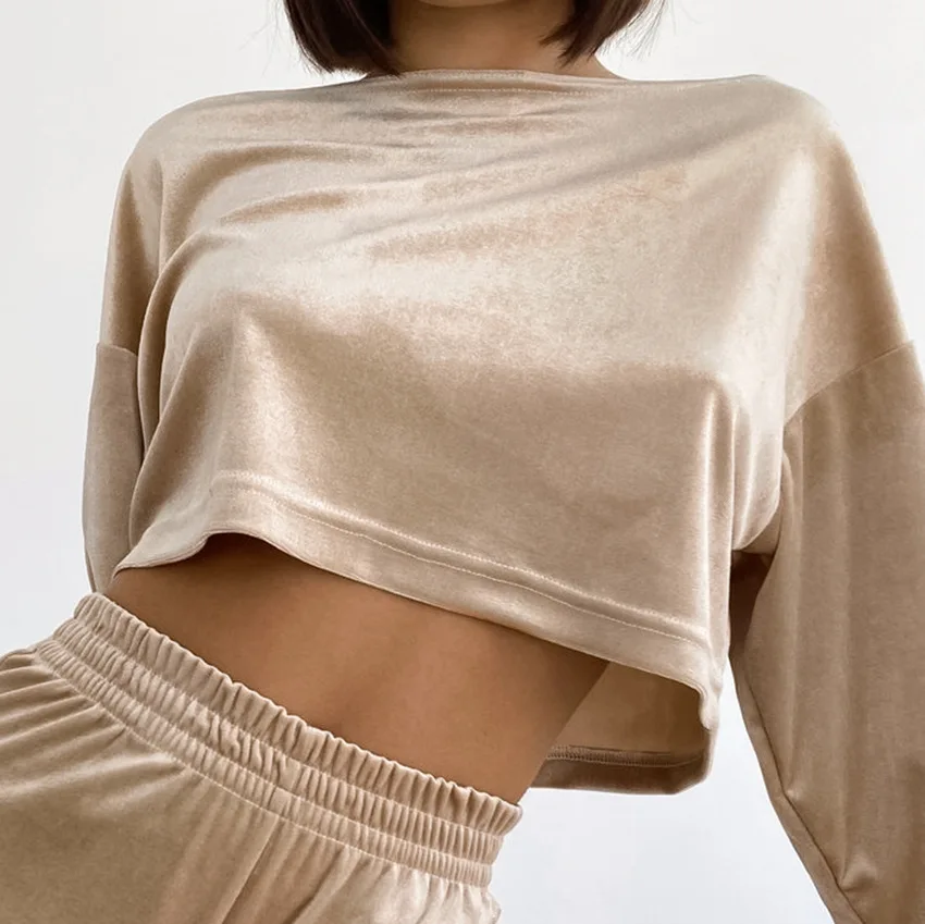 Elegant Women Pyjamas Set For Autumn Spring Fashion Two Pieces Sleepwear Homewear Velvet Pajamas For Women Home Cloth