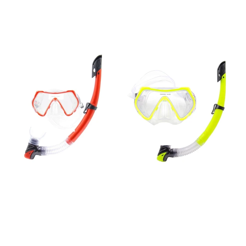

Snorkel Set Anti-Fog Panoramic Snorkeling Diving Mask for w/ Free Breathing Tube Anti-Leak Dry Top Snorkel for Adults Yo
