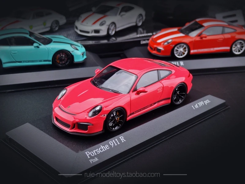 

MINICHAMPS 1/43 PORSCHE 911R (991) Коллекционная Розовая модель автомобиля из сплава, подарок с орнаментом