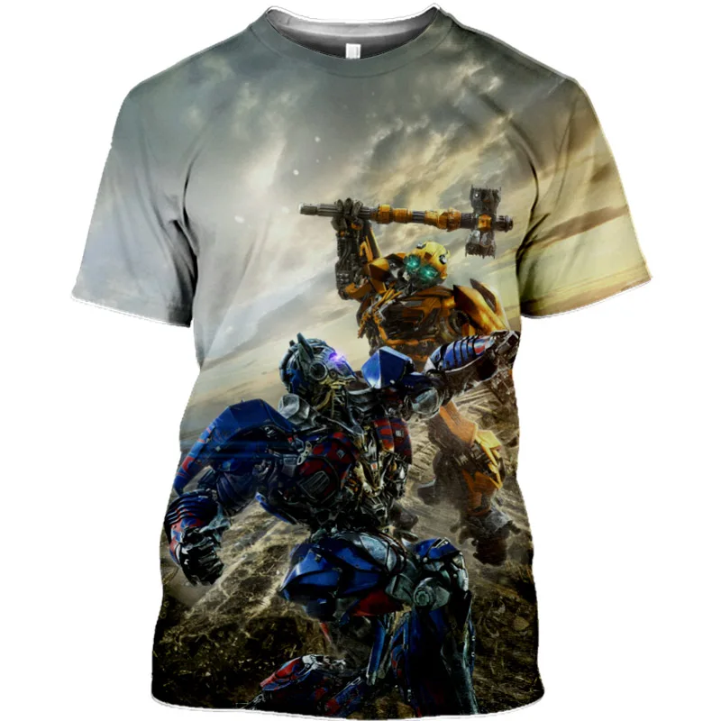 

Футболка с 3D-принтом для мальчиков и девочек, повседневный модный топ с трансформерами, крутая уличная одежда для детей и мужчин, на лето