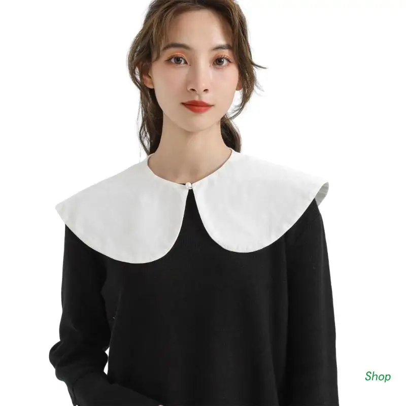 

L5YC Women Girls Collar Petal Shape False Collar Shirt Dress Shawl Accessory White