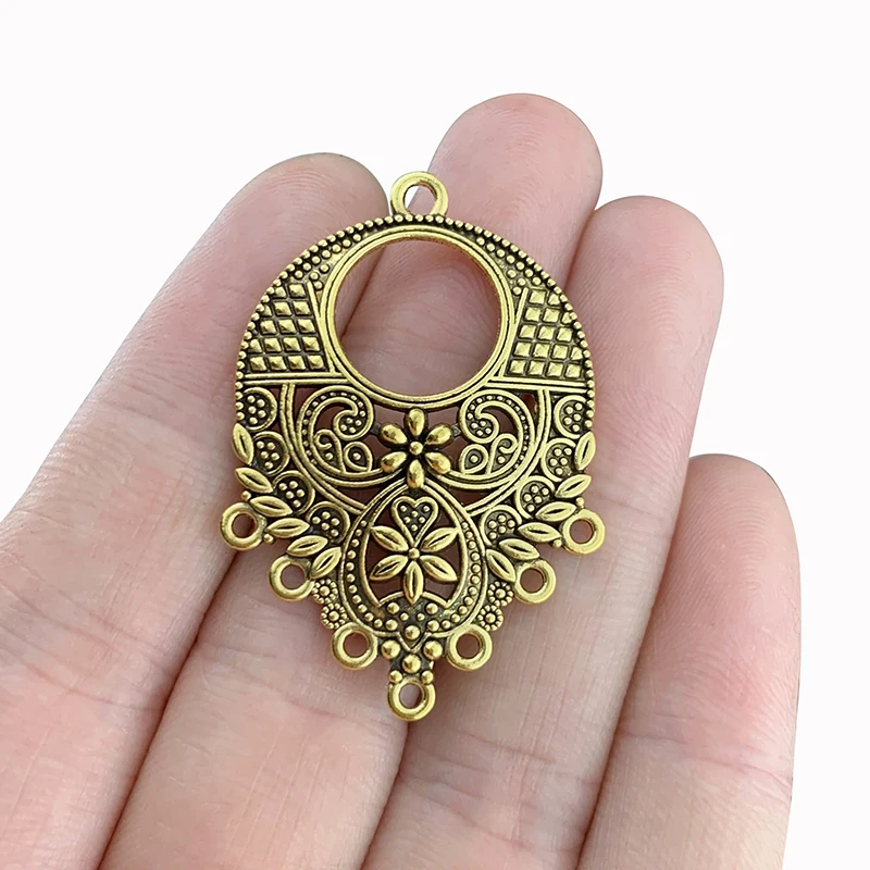 

10 x Antique Gold Color Bohemia Boho Water Drop Chandelier Multi Strand Connector Charms Pendants for Earrings Jewelry Making