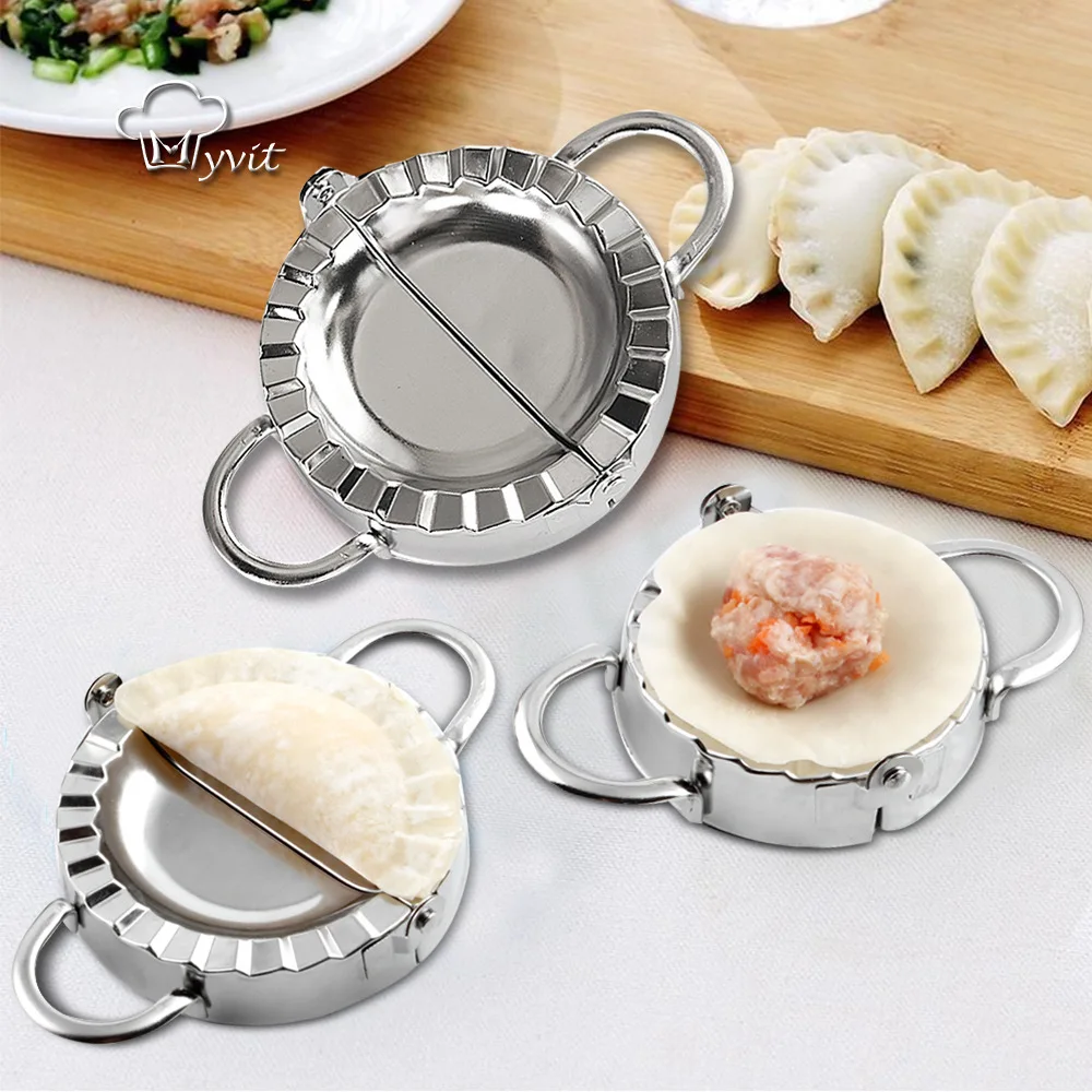 

Kitchen Stainless Steel Dumpling Maker Wraper Dough Cutter Pie Ravioli Dumpling Mould Stuffed Meat Spoon Kitchen Tools
