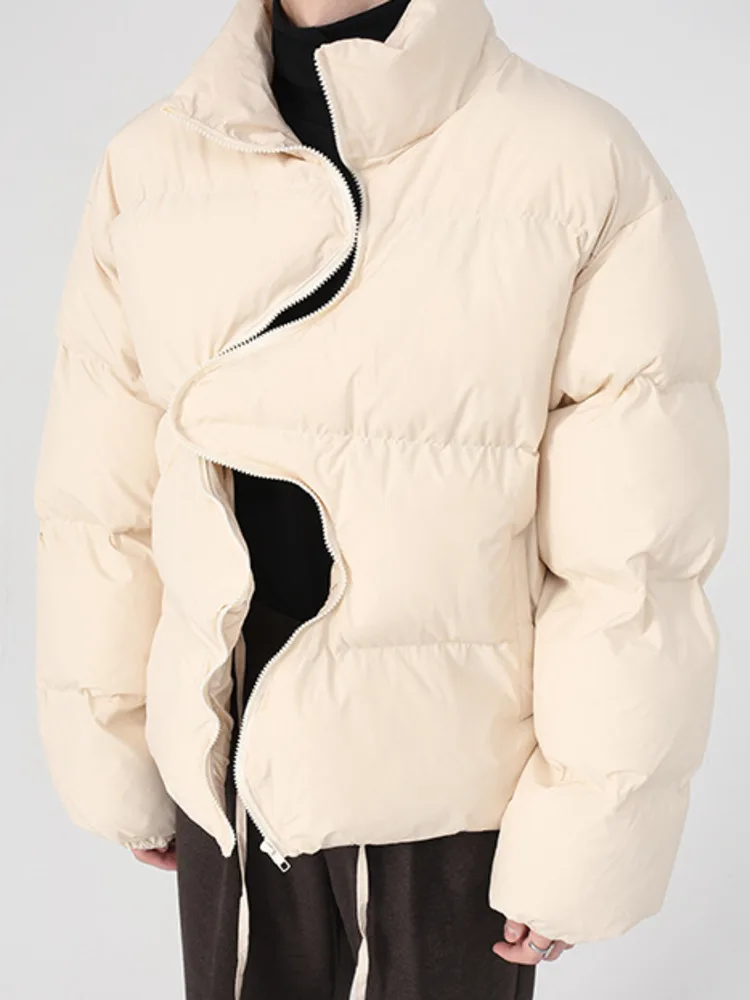 

Мужская одежда SYUHGFA, корейский стиль, необычное пальто на молнии с хлопковой подкладкой, 2023, зимние модные куртки с хлопковой подкладкой