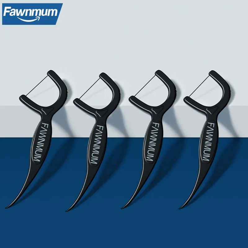 Fawnmum 50 шт. бамбуковый уголь зубная нить палочка одноразовые зубочистки свежее