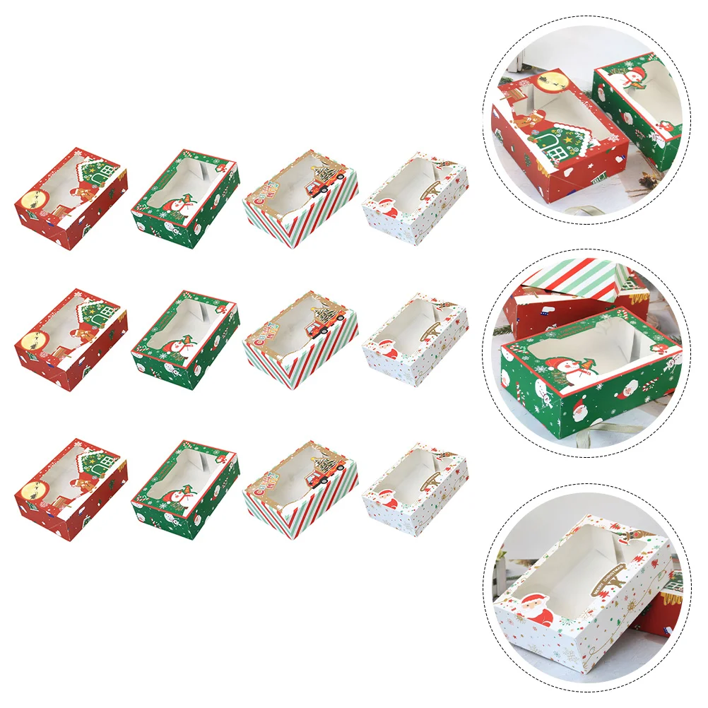 

Box Christmas Boxes Paper Gift Bakery Holiday Favor Treat Biscuit Cardboardchocolate Present Kraft Goodiecookie Cardstock Candy