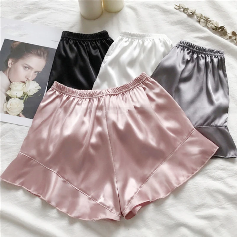 

Элегантные атласные безопасные короткие брюки, женское кружевное нижнее белье, короткие колготки, Мягкие Бесшовные женские безопасные шор...