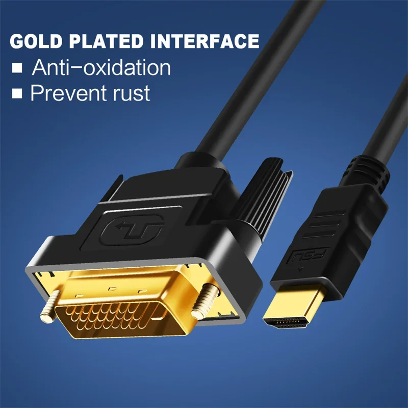 Кабель HDMI-совместимый с DVI Мужской кабель 24 + 1 адаптер позолоченный 1080P для ТВ ПК