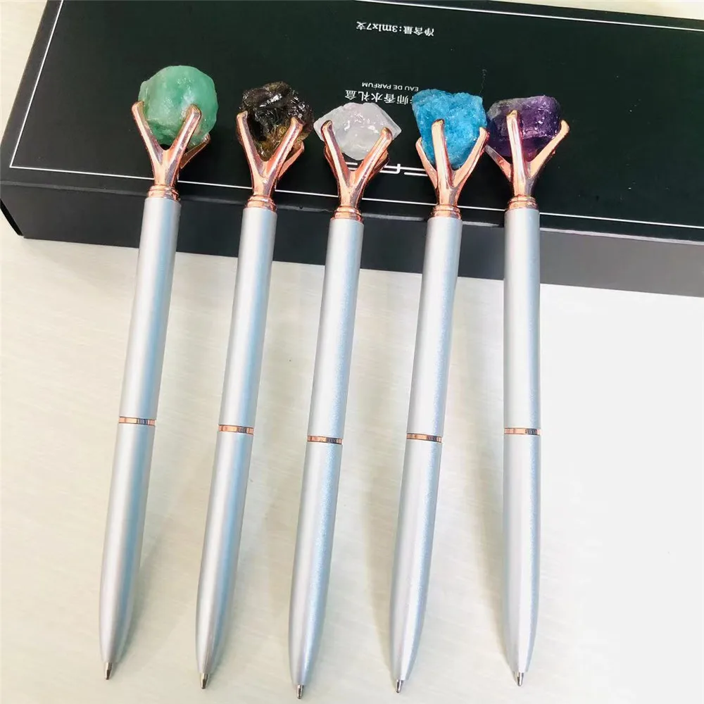 

Portable Ballpoint Pen Natural Crystal Rough Pen For School Office 1pc Student Stationery Gift