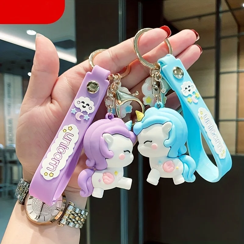 

YANZAI Unique Cute Kawaii 3D Unicorn Keychains - Pendant Key Rings for Kids Women Men Bag Key Chain Gifts forGirl keychain