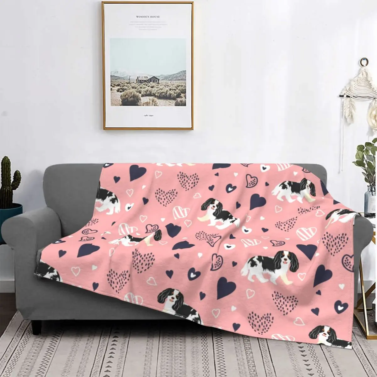 

Cavalier King Charles Spaniel Blanket Soft Fleece Spring Warm Flannel Cartoon Dog Throw Blankets for Sofa Office Bed Quilt