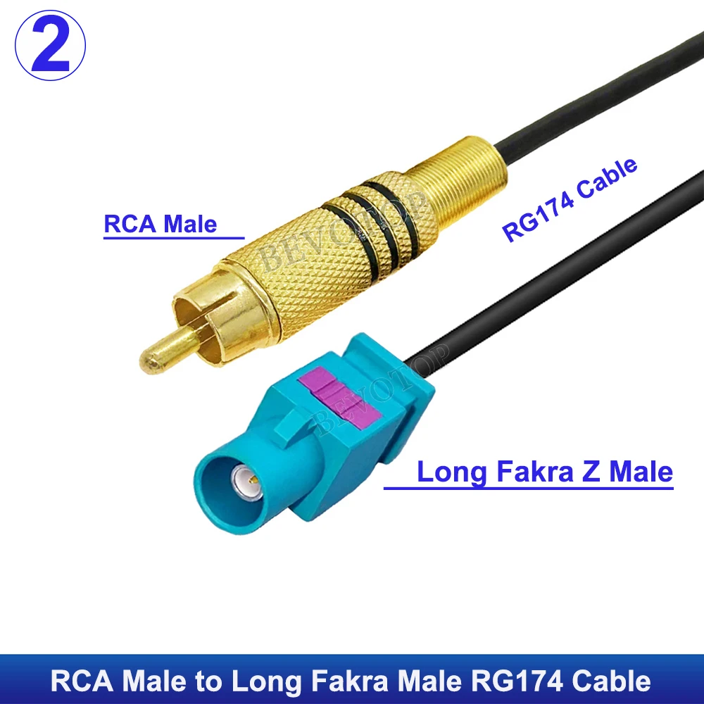 

BEVOTOP BT1709-RG174 Fakra Z на RCA видеокабель адаптер