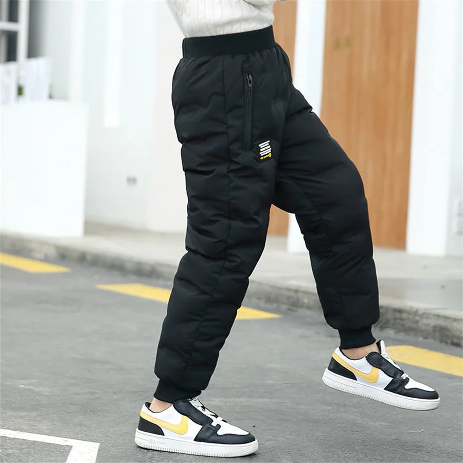 

Girl Casual Winter Pants Cotton Padded Thick Warm Trousers Waterproof 2-12 Years Toddler Boys Elastic High Waisted Baby Kid Pant