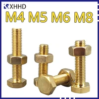 external hex hexagon brass bolt screw and nut set m4 m5 m6 m8 large full extension machine copper screw hardware fastener