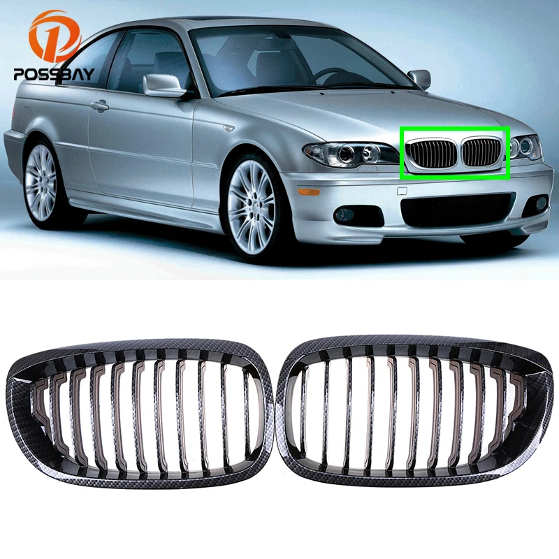 

Car Front Kidney Grille Grill Carbon Fiber Look for BMW 3-Series E46 Coupe Cabrio 2003 2004 2005 2006 Facelift Exterior Parts