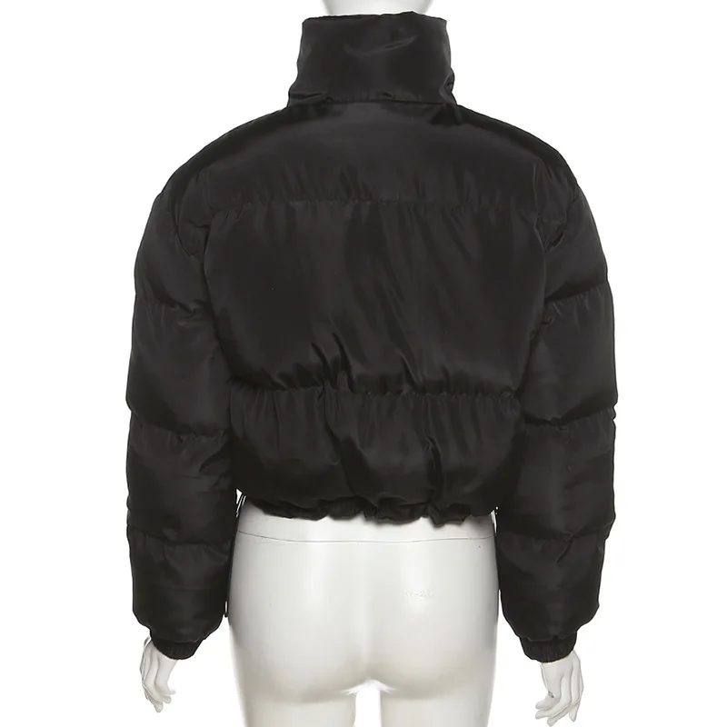 Sunny Winter Puffer Jackets Women Letter Embroidery Bubble Outwear Cotton-Padded Thick Turtleneck Warm Coat Quilted Outfit