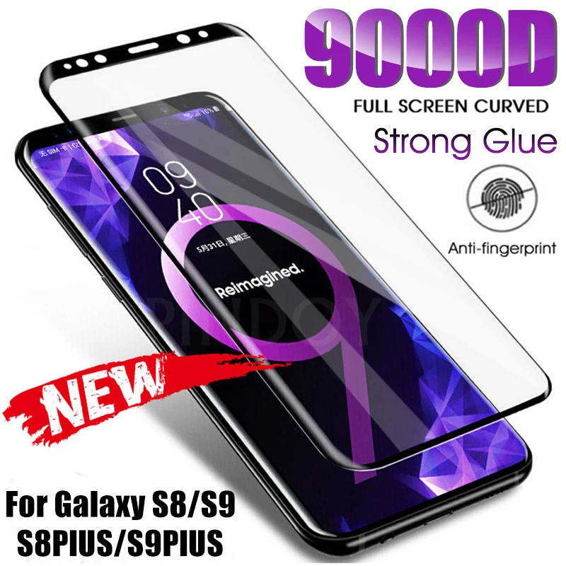 

Защитное стекло 9000D для Samsung Galaxy S6 Edge-S9 Plus, Note 8/9, с изогнутыми краями
