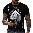 Мужская футболка с принтом Ace of Spades, футболки с цветным 3D принтом и коротким рукавом, летняя дышащая повседневная спортивная футболка оверсайз