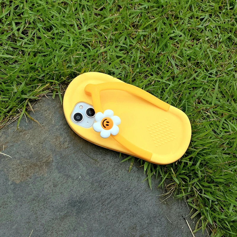 

3D Cute Cartoon Smiley Face Daisy Flower Korean Phone Case For iPhone 13 12 11 Pro Xs Max Xr X 7 8 Puls SE 2 Soft Silicone Cover