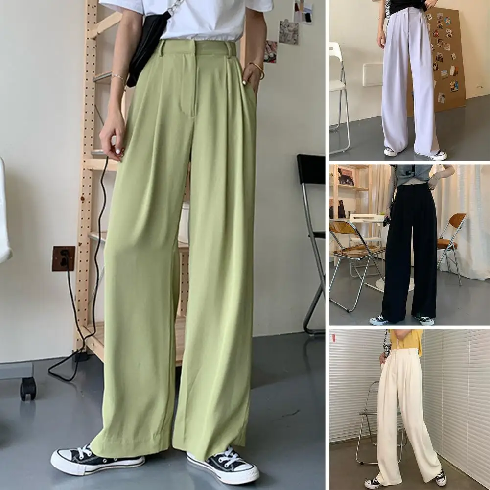 

Trendy Baggy High Waist Women Long Trousers Summer Long Pants Loose Type Zip-up