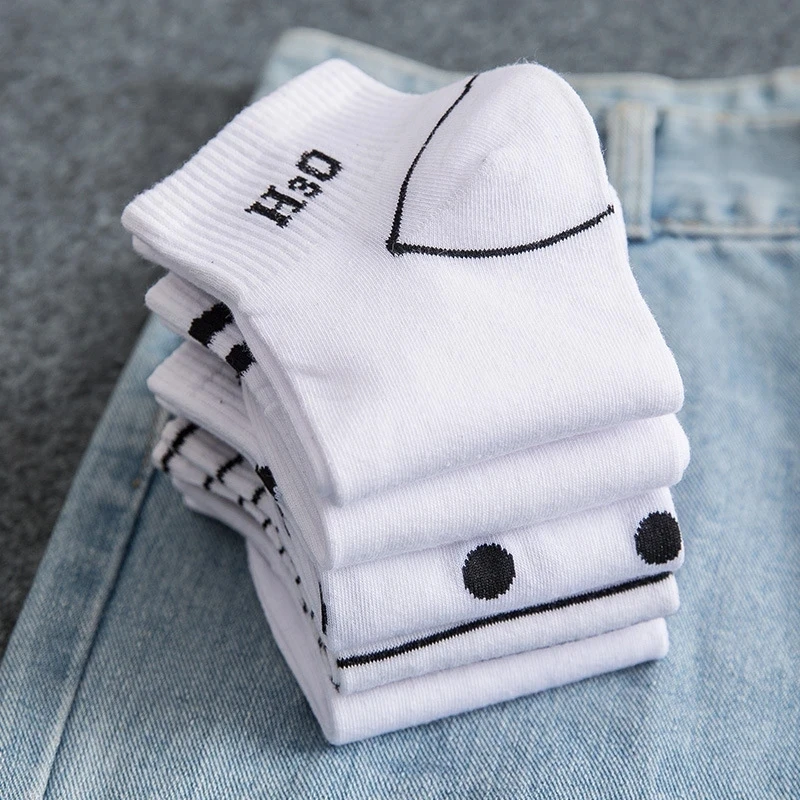 5 Pairs New Style Pure Cotton Trend Summer Women Girl Fashion Boat Socks Leisure Daliy Striped Love White Short Socks for Dress