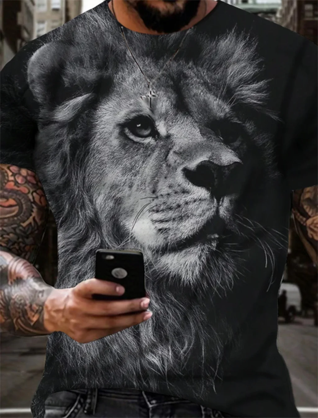 

Summer Hot Selling Retro T-shirt Men's Fierce Lion 3D Printing Fashion Short Sleeve T-shirt Men's Clothing Large T-shirt 100-6XL