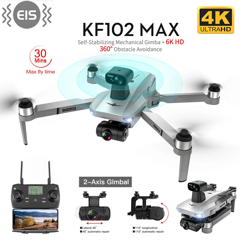

Оригинальный GPS-Дрон KF102 MAX 4K профессиональные Дроны с ESC камерой без щеток 5G WiFi FPV 2-осевой карданный Радиоуправляемый квадрокоптер мини-Дрон