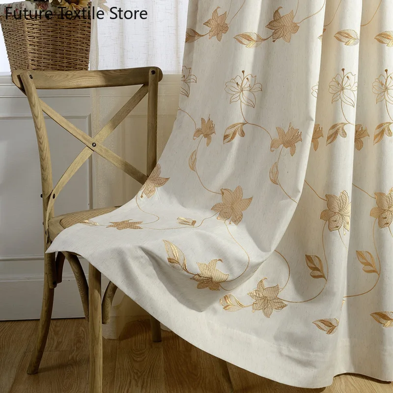 

Modern Curtains For Living Dining Room Bedrooms Pastoral Style Curtains Cotton Embroidered Fabrics Curtains Customized Products