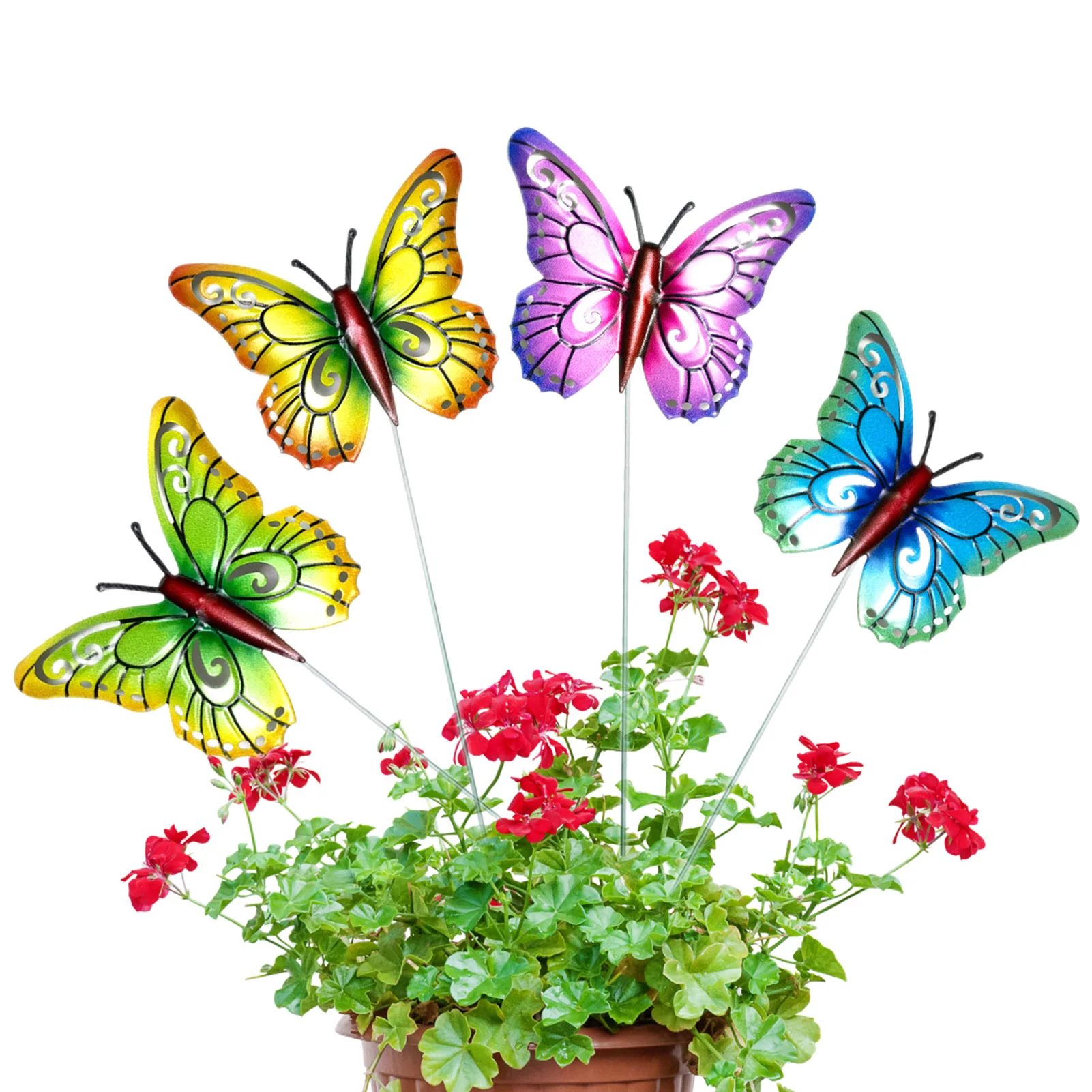 

Colorful Artificial Butterfly For Garden Decorations Fake Simulation Butterfly Stakes Yard Planter Lawn Decor 4PCS