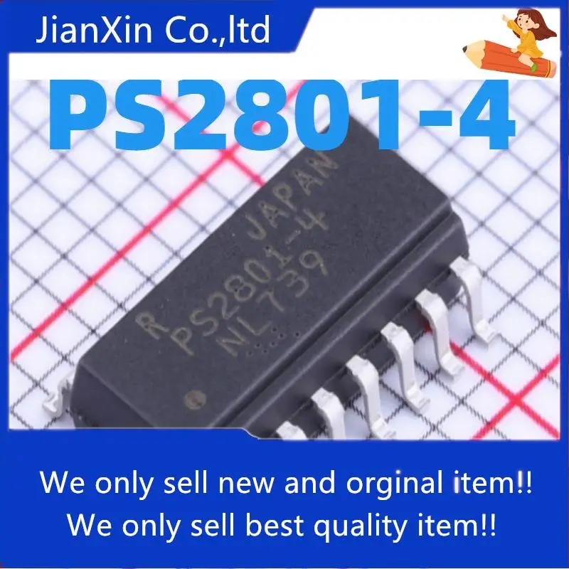 

10pcs 100% orginal new SMD PS2801 PS2801-4 PS2801-4-F3-A Transistor/Optical Output SOP-16