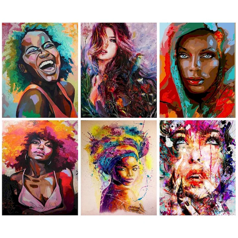 

GATYZTORY Coloring By Numbers Africa Women Hand Painted On Canvas Unique Gift Acrylic Picture By Numbers Figure For Living Room