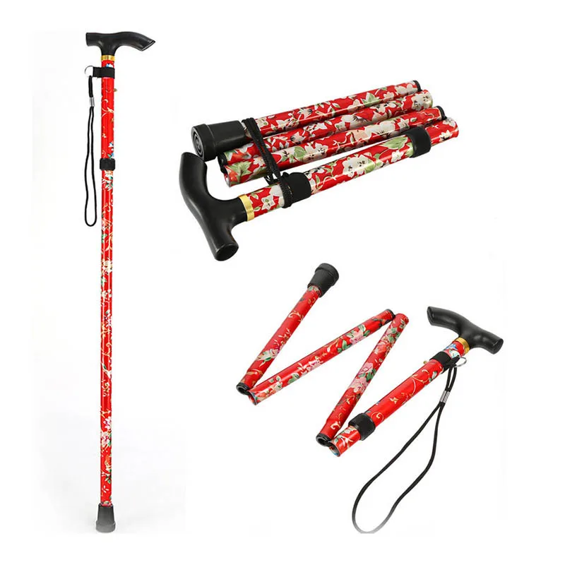 

Climbing Sticks 93cm For Men Metal Floral Foldable Cane Adjustable Women Lightweight Elderly Walking Hiking Folding Telescopic S