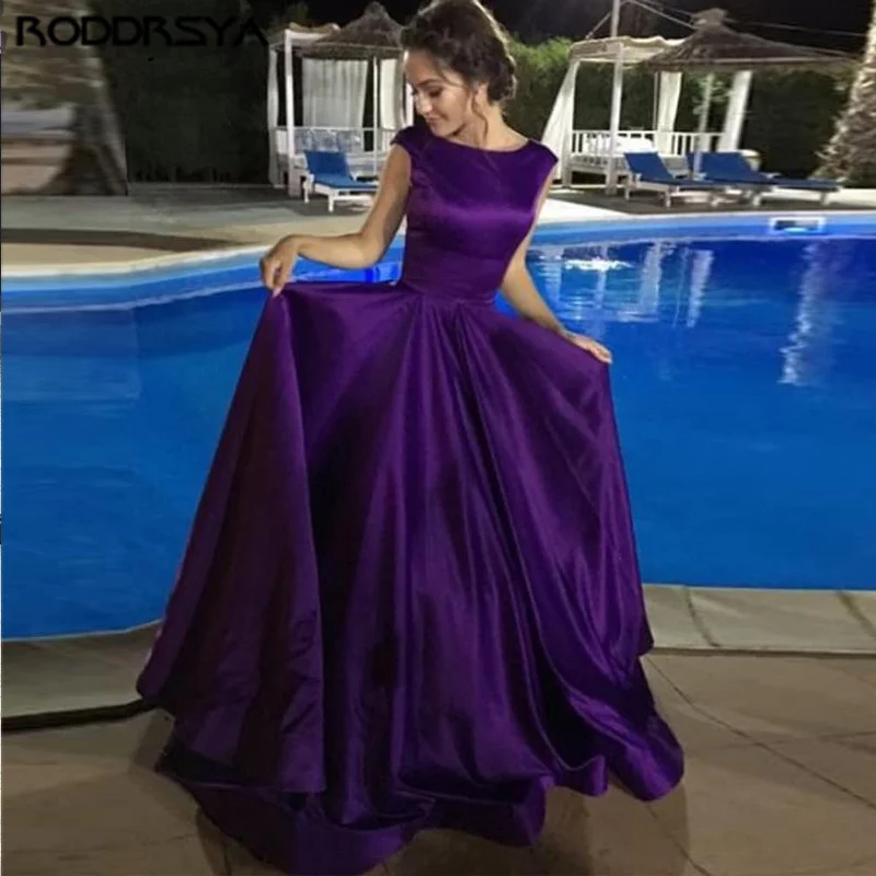 

Vintage A-Line Prom Dresses O Neck robes de soirée Stain vestidos de noche 2022 Evening Dress For Women Sleeveless Backless Sexy