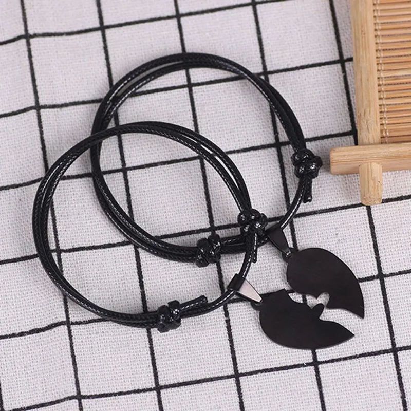 Парные браслеты ювелирные украшения из нержавеющей стали черного цвета с двумя