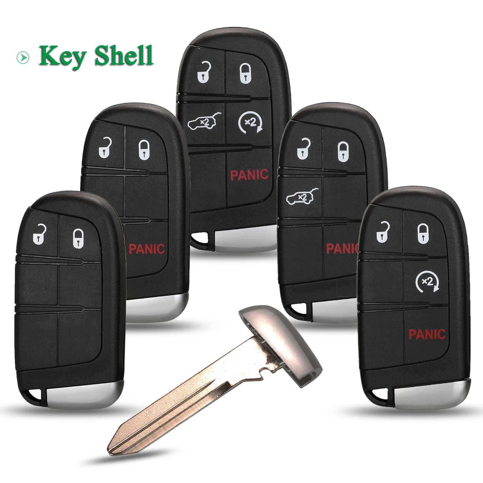 

jingyuqin 5pcs For Jeep Grand Cherokee Dodge Ram 1500 Journey Charger Dart Challenger Durango Remote Key Shell Case fob