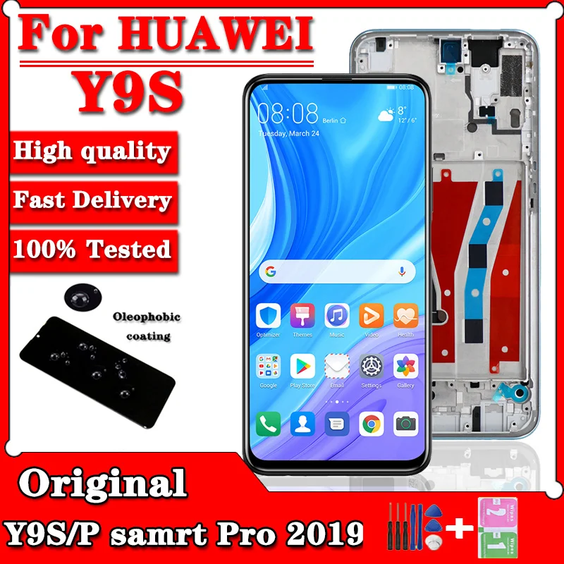 ЖК-дисплей 6,59 дюйма для Huawei Y9S Y9 s / P Smart Pro 2019, высокое качество, ЖК-дисплей и сенсорный экран, дигитайзер с рамкой, модуль дисплея