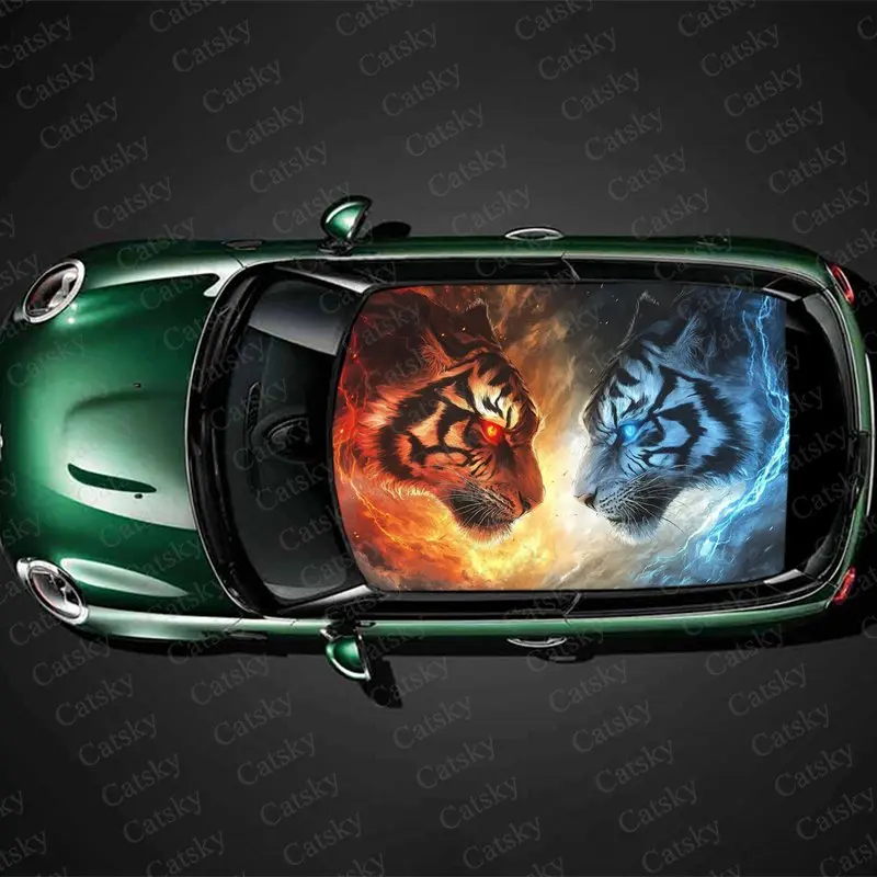 Ледяной огонь абстрактный Тигр печатная фотобумага гоночный внедорожник авто