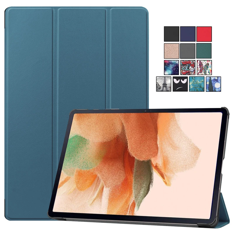 

Case For Samsung Galaxy Tab S7 FE Plus SM-T730 T736B Folding Stand Folio Smart Cover for Funda Galaxy Tab S7FE 12.4 inch Tablet