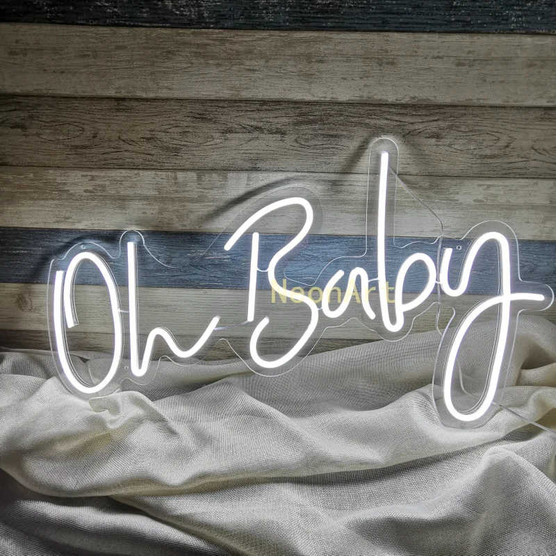 

Неоновые светодиодные световые знаки Oh Baby на заказ, украшение для комнаты, декор для дня рождения, вечеринки, свадьбы