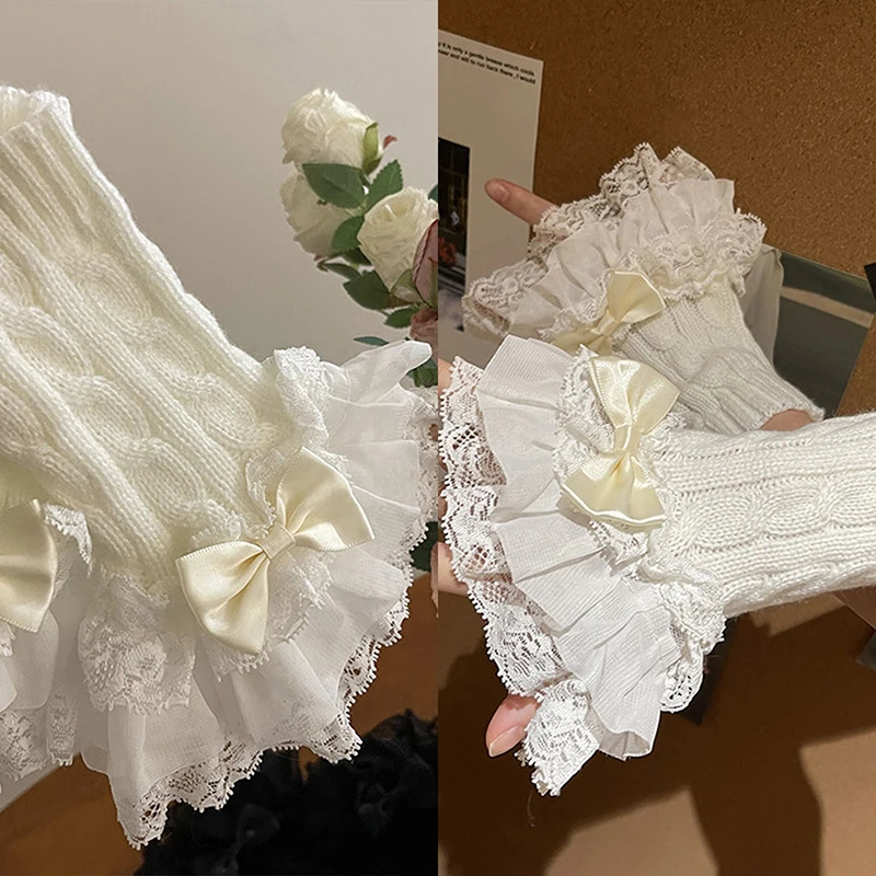 Перчатки с искусственными рукавами для женщин Millennium Y2k Spicy Girl кружевной бант