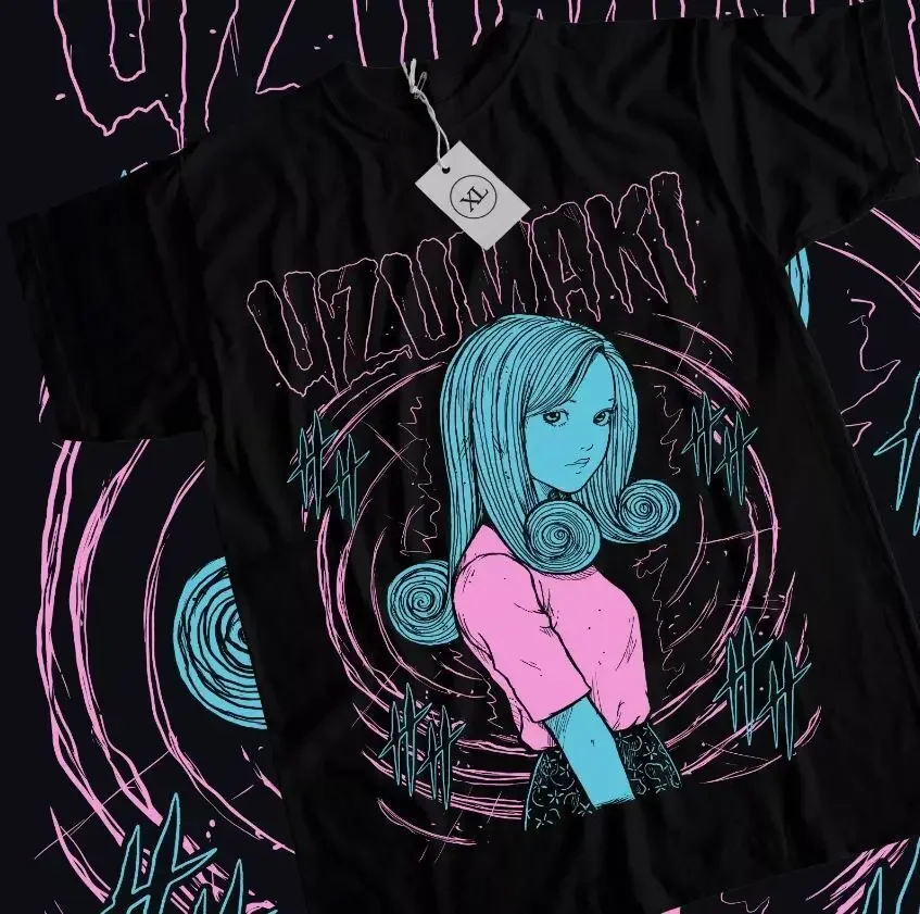 Футболка Junji Ito Uzumaki Horror Japan Guro Anime Забавная черная рубашка всех размеров