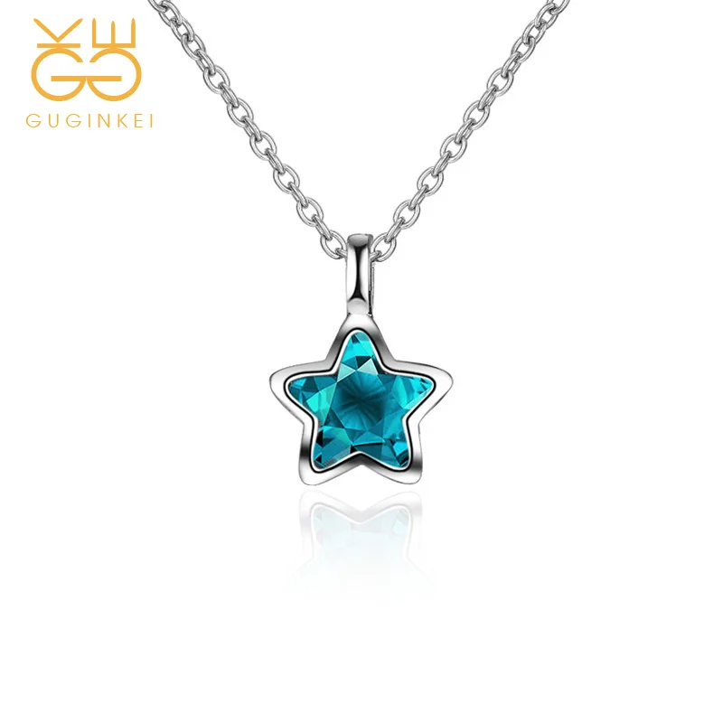

GUGINKEI Lovely Blue Star Necklace Silver 925 Jewelry for Women Wedding Engagement Jewelry 925 Sterling Silver Necklaces