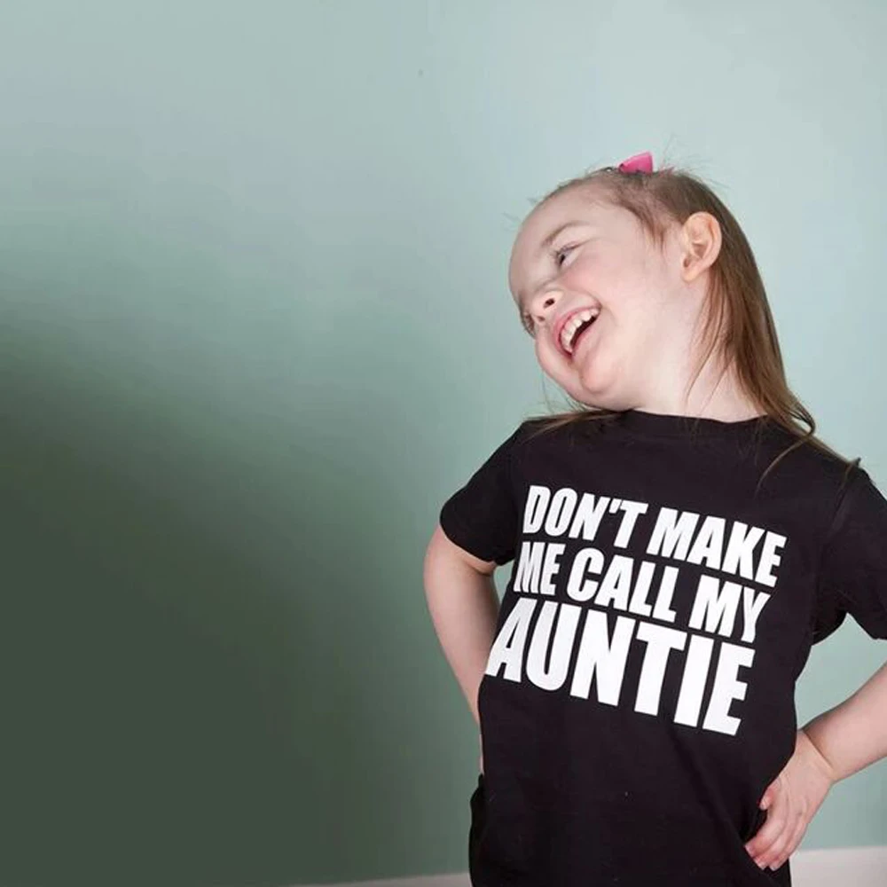 Don't Make Me Call My Auntie Funny Printing Kids Boys Girls Short Sleeve Tshirts O-neck Casual Tops Tee Shirts Toddler Clothes