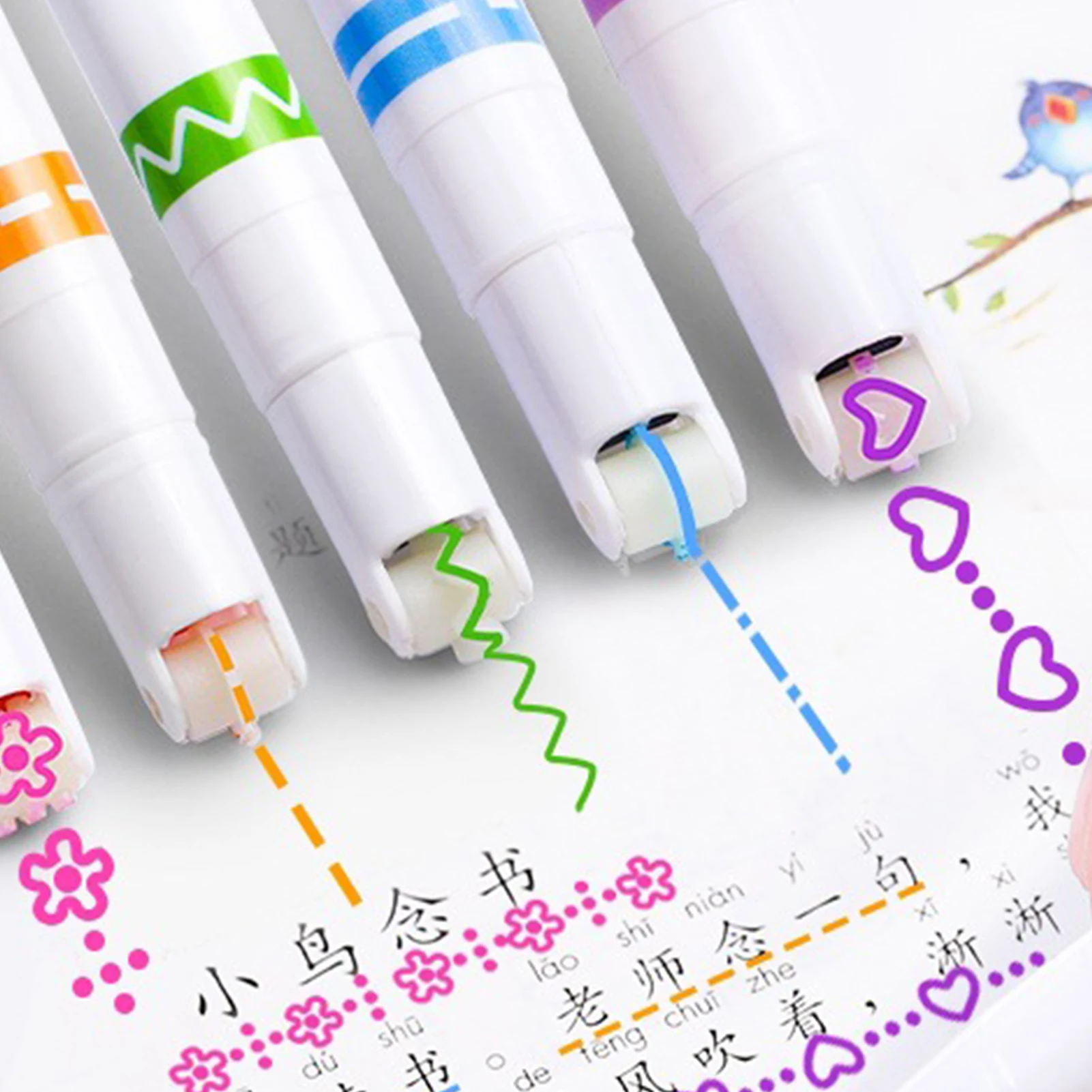 

Набор цветных ручек-хайлайтеров с изгибами, 6 шт.