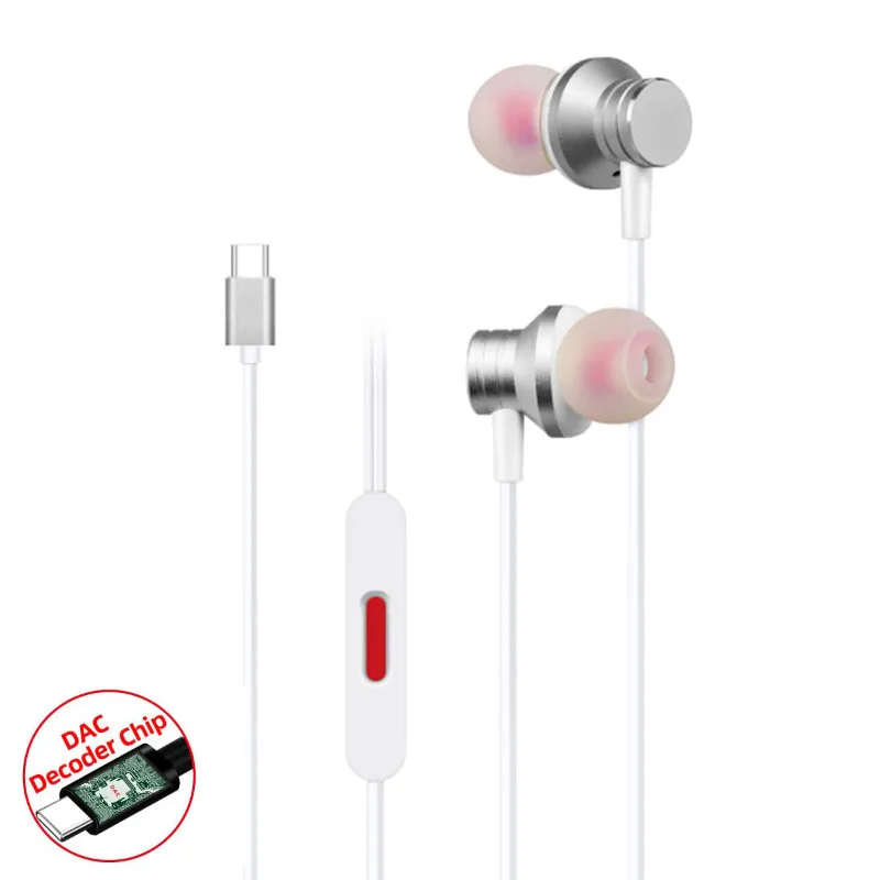 

Super Deep Bass Metal Earphones HiFi Stereo Headphones USB C Wired In Ear Headsets With Clear MIC,Digital DAC Decoder,Audifonos